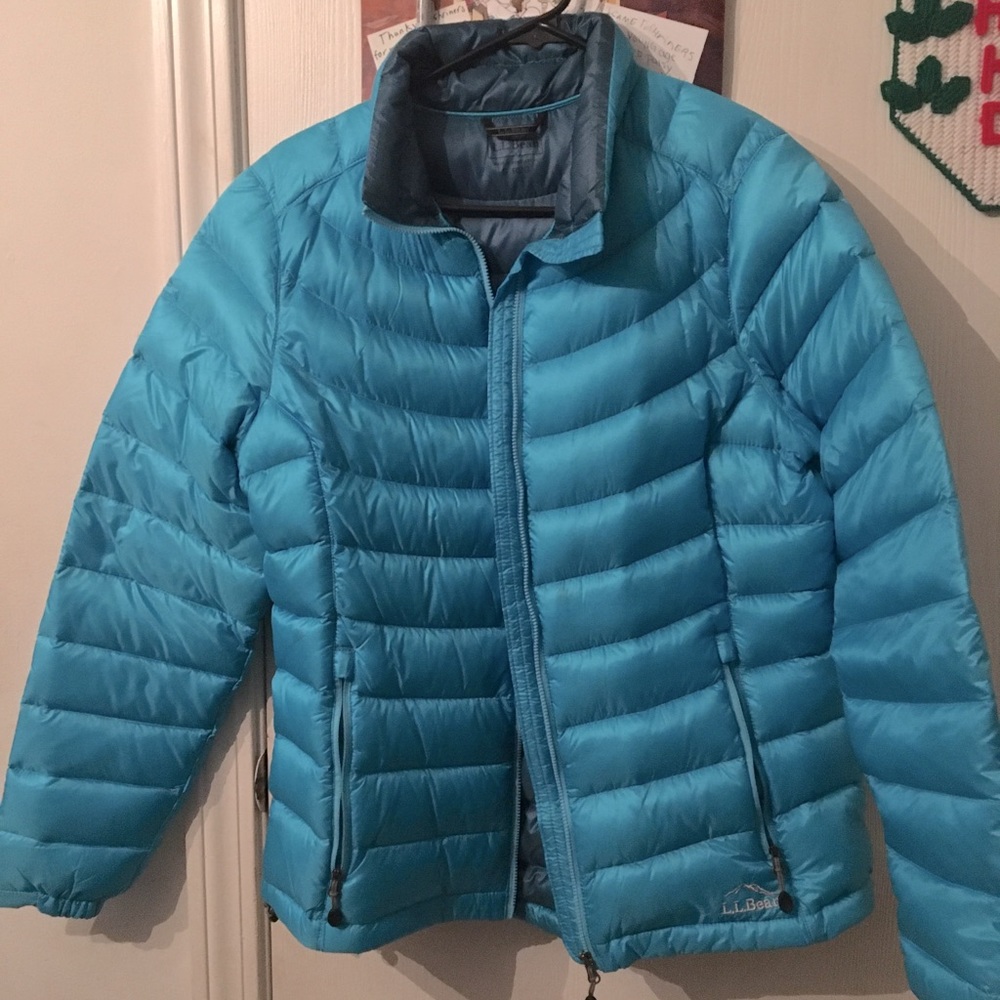 LLBean women’s teal down jacket size Small